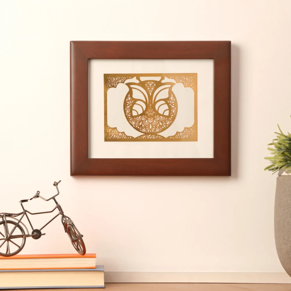 Delicate 24K Gold Plated Butterfly in Teakwood Frame